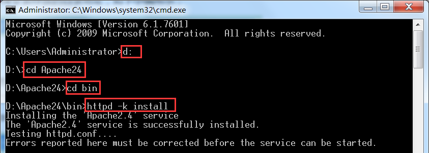输入安装命令开始安装Apache服务